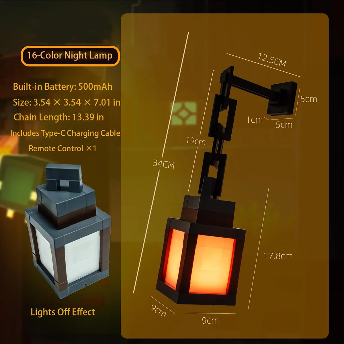 مصباح ليلي LED بتصميم بكسل وإضاءة RGB