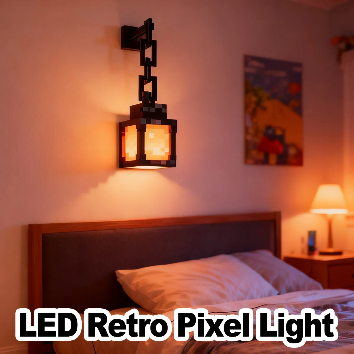 مصباح ليلي LED بتصميم بكسل وإضاءة RGB